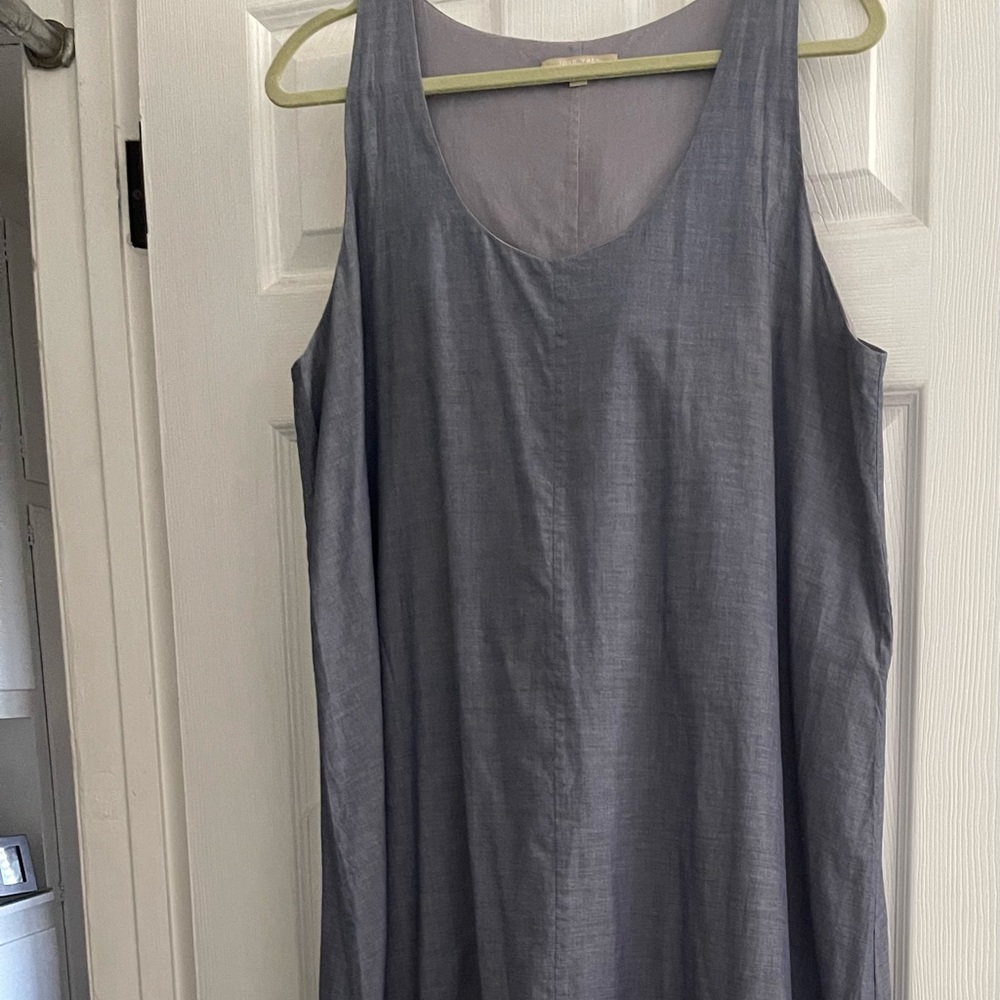 Joan Vass High/Low Sleeveless Chambray Dress XL $20